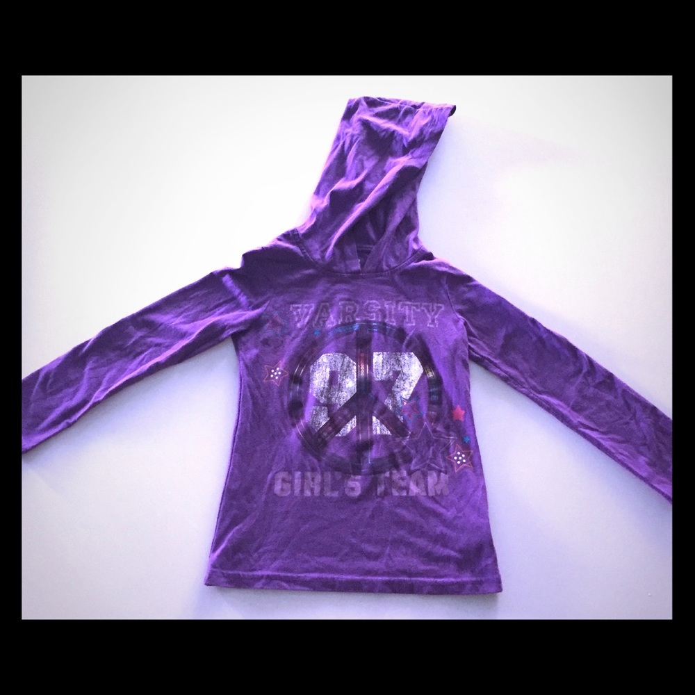 Purple Peace Long Sleeve Hoodie T Size Small ( 7 - 8 )